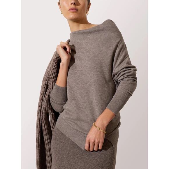 Brochu Walker Women's Nohr Long Sleeve Off The Shoulder Sweater Brown Size L NWT